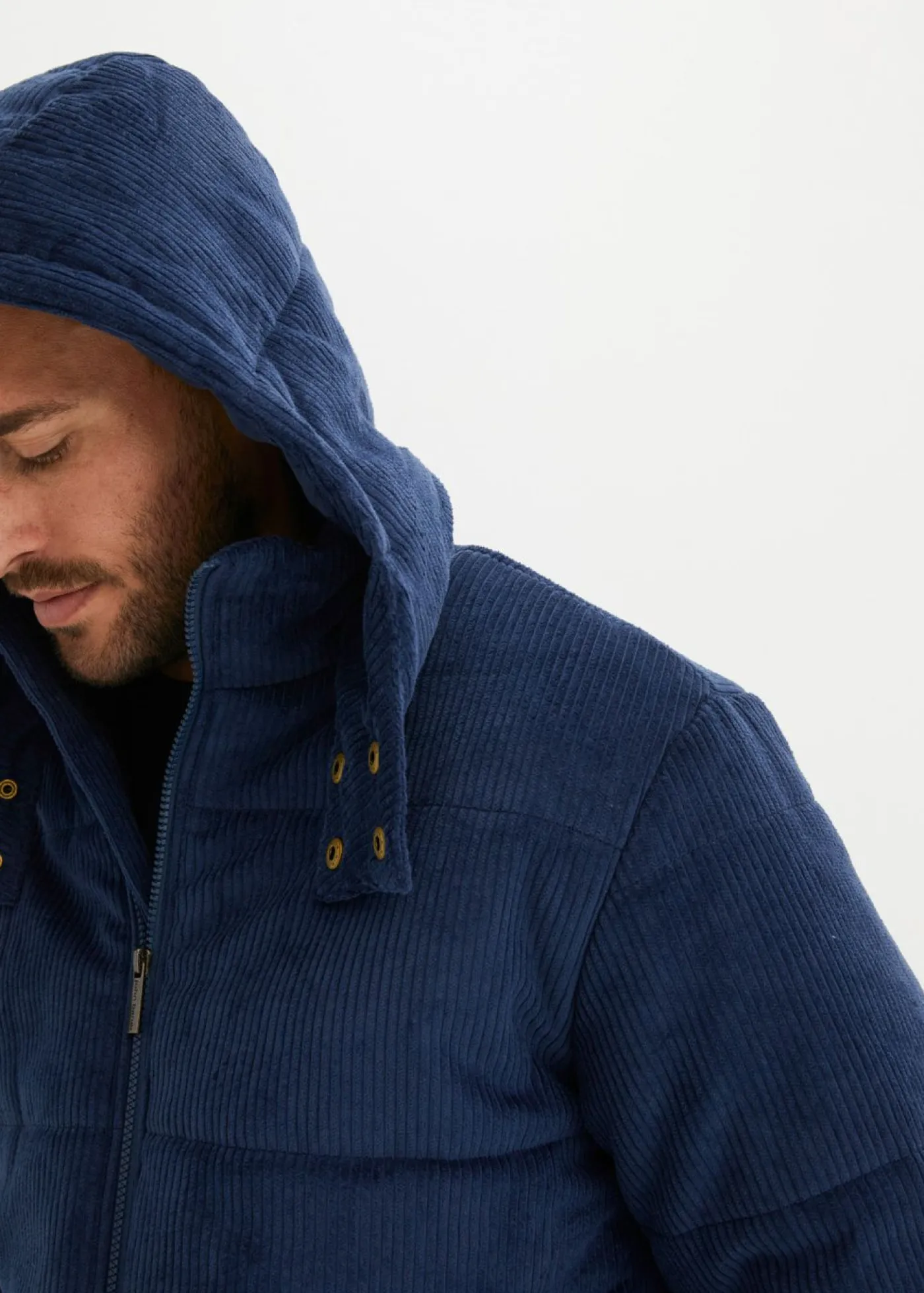 bonprix bonprix Chaquetas Y Abrigos·Chaquetas|Chaquetas Y Abrigos·Plumones>Chaqueta guateada de pana con capucha desmontable Azul almirante