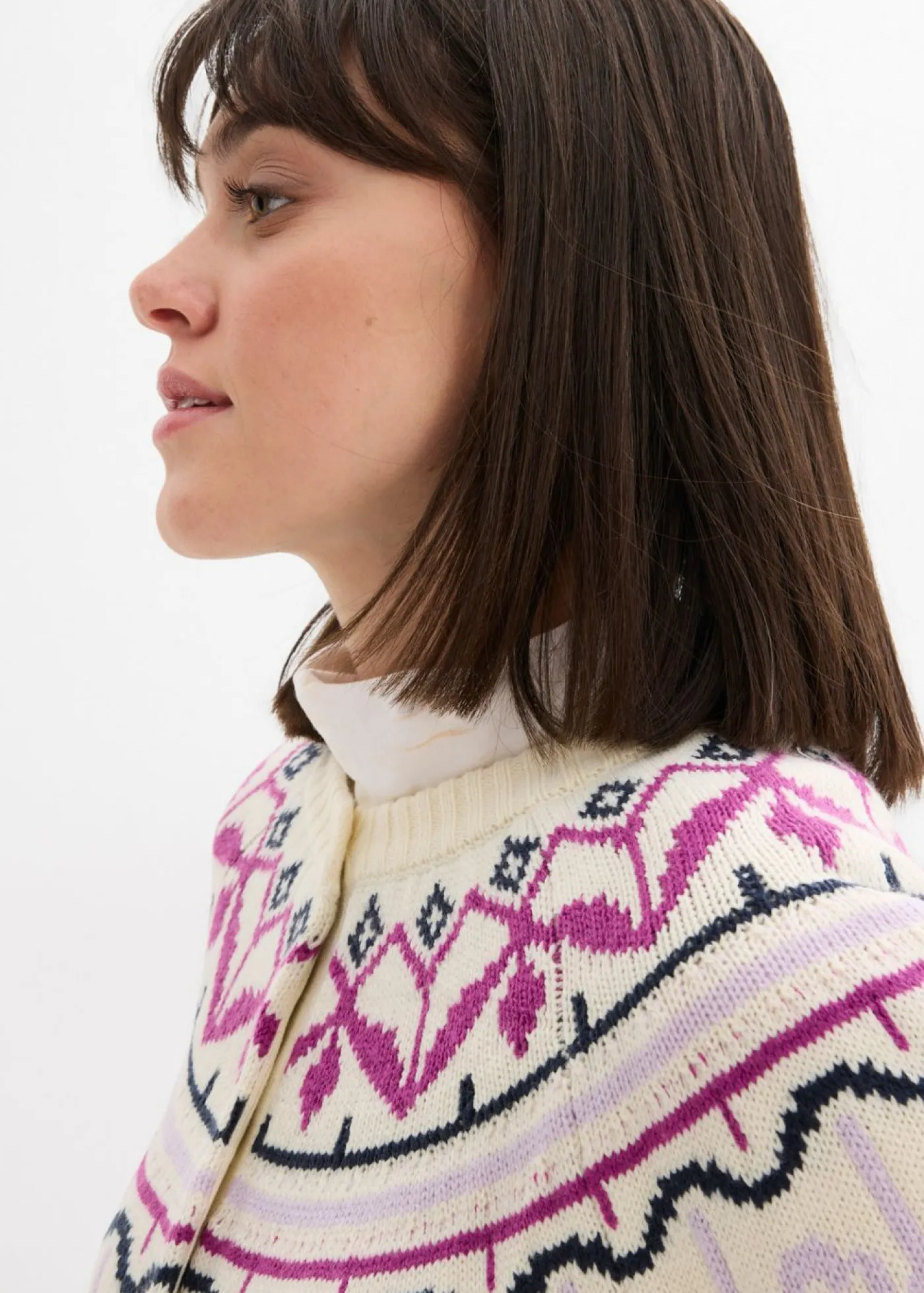 Mujer bonprix bonprix Chaqueta holgada de punto con patrón nórdico