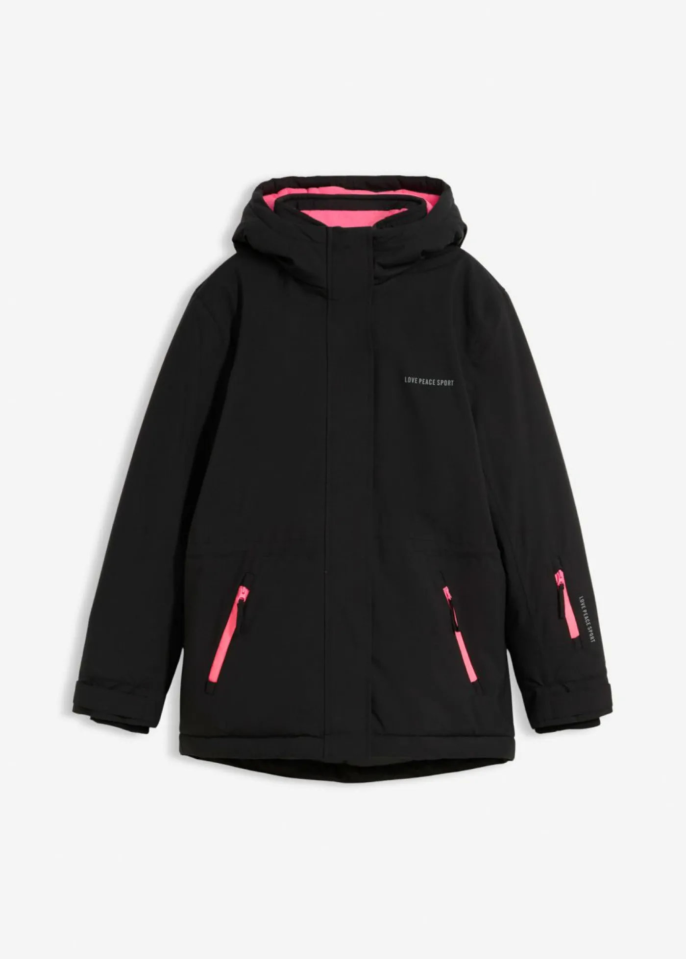 bonprix bonprix Ropa 9 A 16 Años·Chaquetas Y Outdoor>Chaqueta impermeable de esquí con detalles deportivos Negro-rosa neón