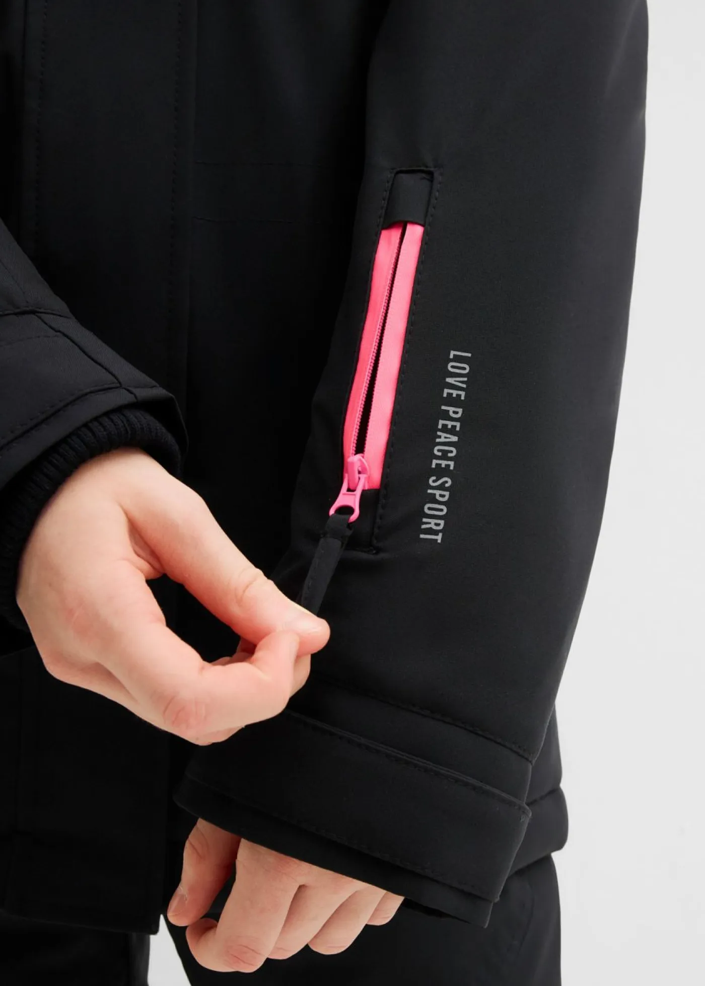 bonprix bonprix Ropa 9 A 16 Años·Chaquetas Y Outdoor>Chaqueta impermeable de esquí con detalles deportivos Negro-rosa neón