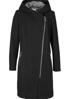bonprix bonprix Chaquetas Y Abrigos>Chaqueta larga con cremallera asimétrica Negro
