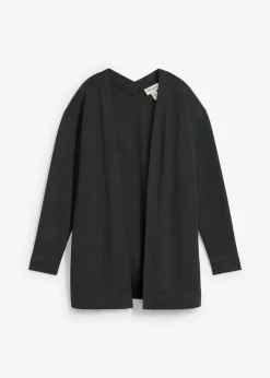 bonprix bonprix Ropa Cómoda>Chaqueta larga de chándal en suave mezcla de algodón Antracita jaspeado