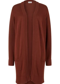 bonprix bonprix Básicos|Jerséis>Chaqueta larga de punto Marrón caoba