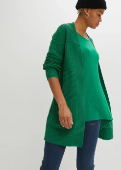 bonprix bonprix Jerséis|Ropa De Punto>Chaqueta larga de punto Verde