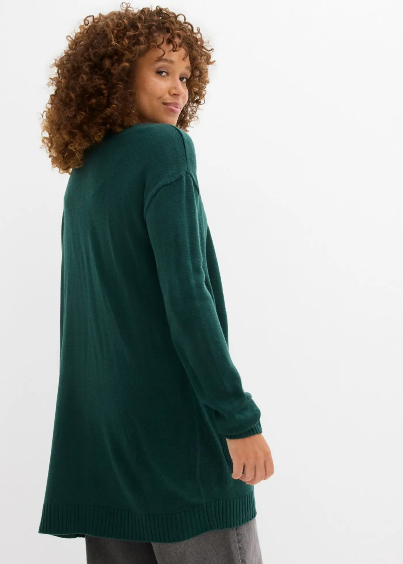 bonprix bonprix Básicos|Jerséis>Chaqueta larga de punto Verde intenso