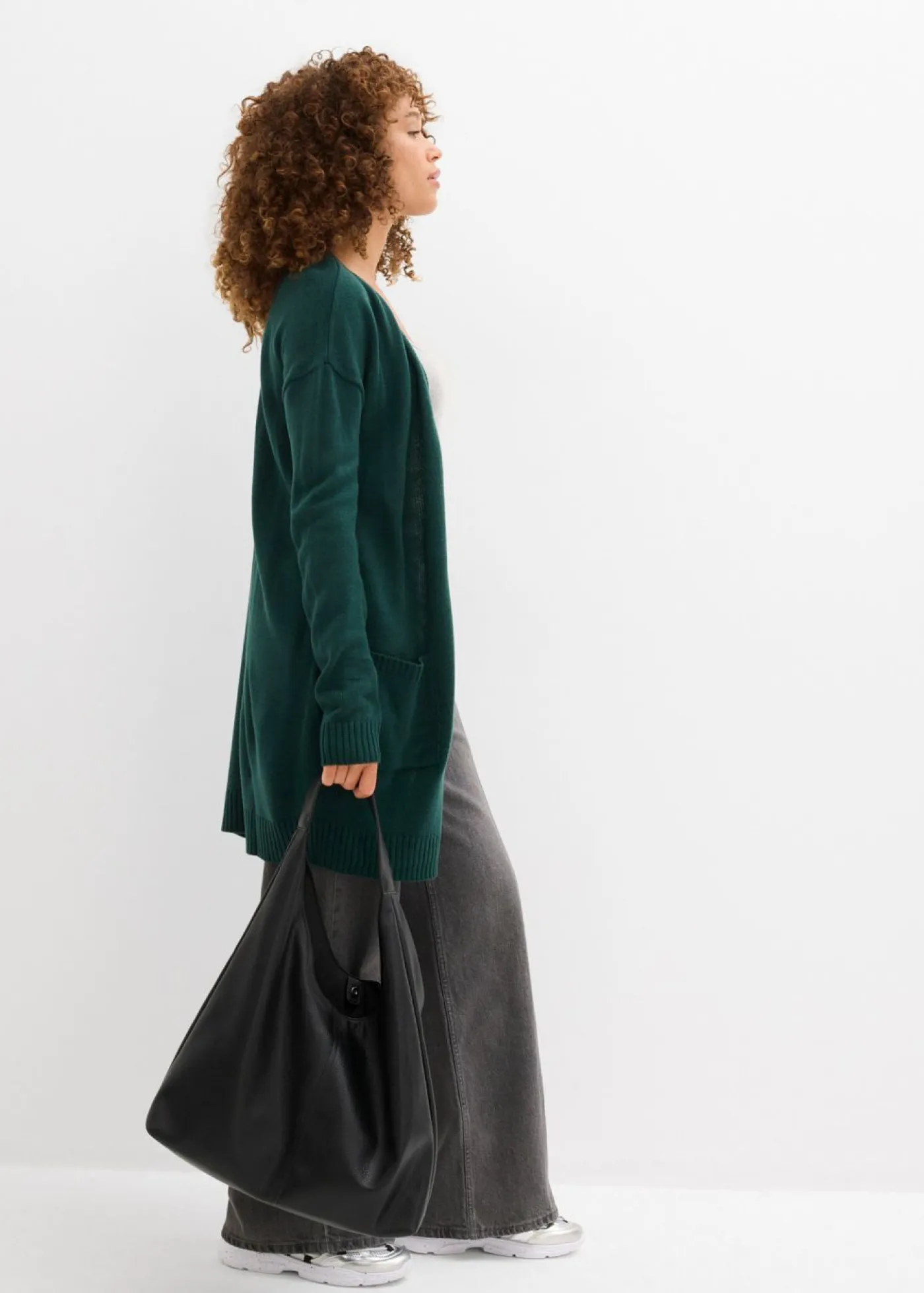 bonprix bonprix Básicos|Jerséis>Chaqueta larga de punto Verde intenso