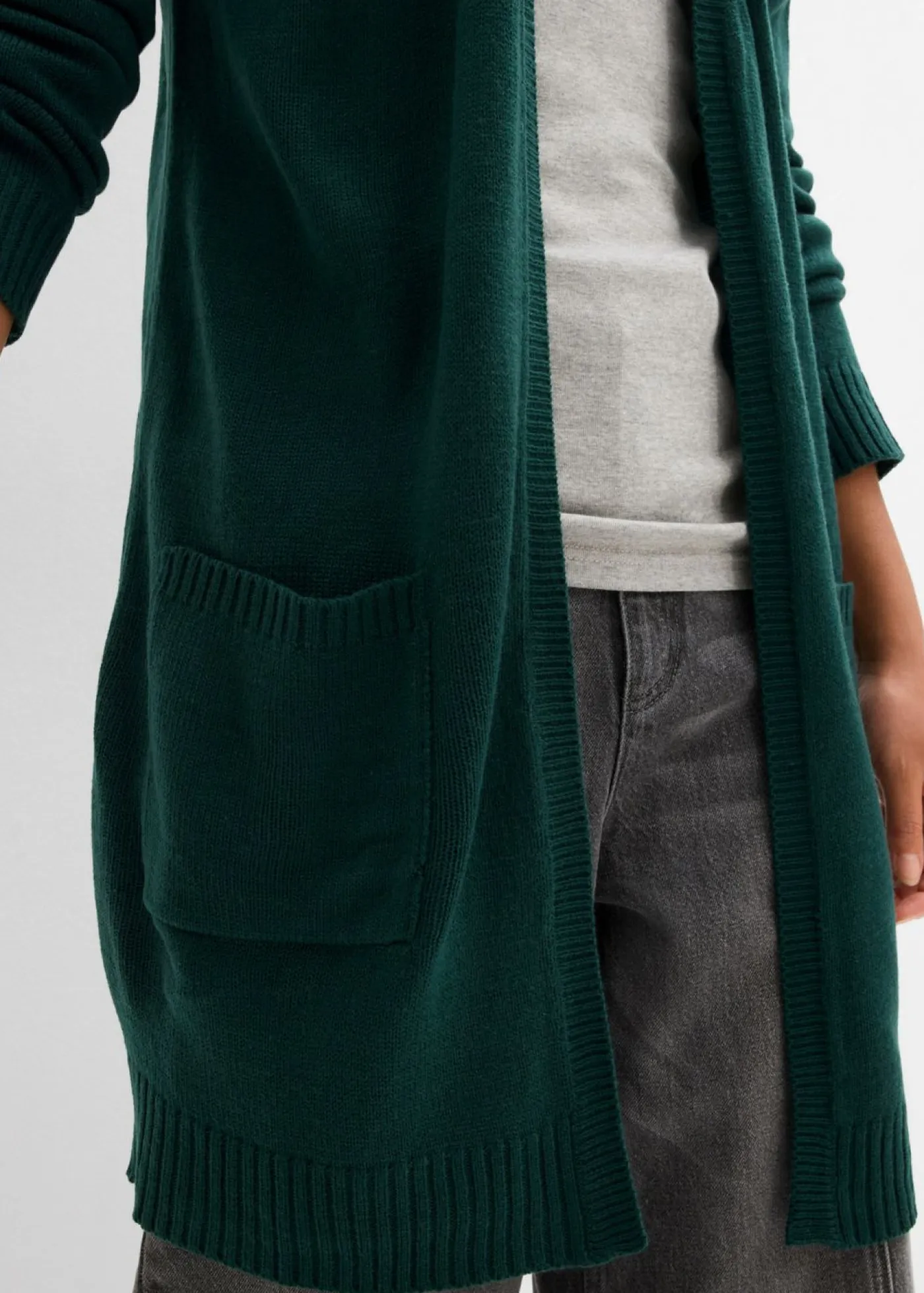 bonprix bonprix Básicos|Jerséis>Chaqueta larga de punto Verde intenso