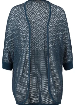 bonprix bonprix Jerséis|Ropa De Punto>Chaqueta larga de punto con patrón calado Azul marino