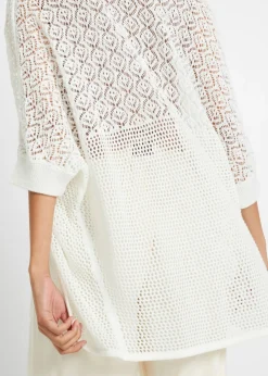 Mujer bonprix bonprix Chaqueta larga de punto con patrón calado