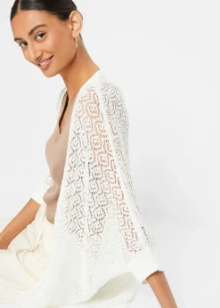 Mujer bonprix bonprix Chaqueta larga de punto con patrón calado