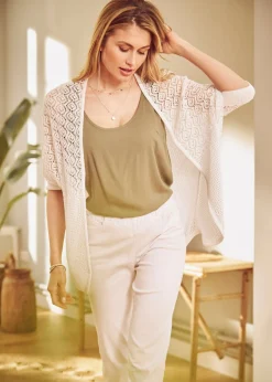 Mujer bonprix bonprix Chaqueta larga de punto con patrón calado