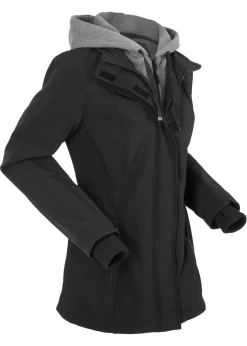 Mujer bonprix bonprix Chaqueta larga de softshell, repelente al agua, aspecto 2 en 1