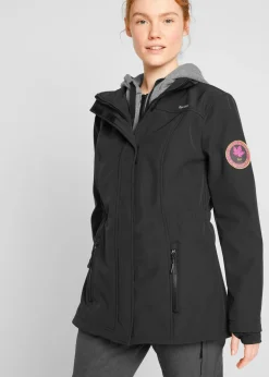 Mujer bonprix bonprix Chaqueta larga de softshell, repelente al agua, aspecto 2 en 1