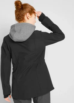Mujer bonprix bonprix Chaqueta larga de softshell, repelente al agua, aspecto 2 en 1