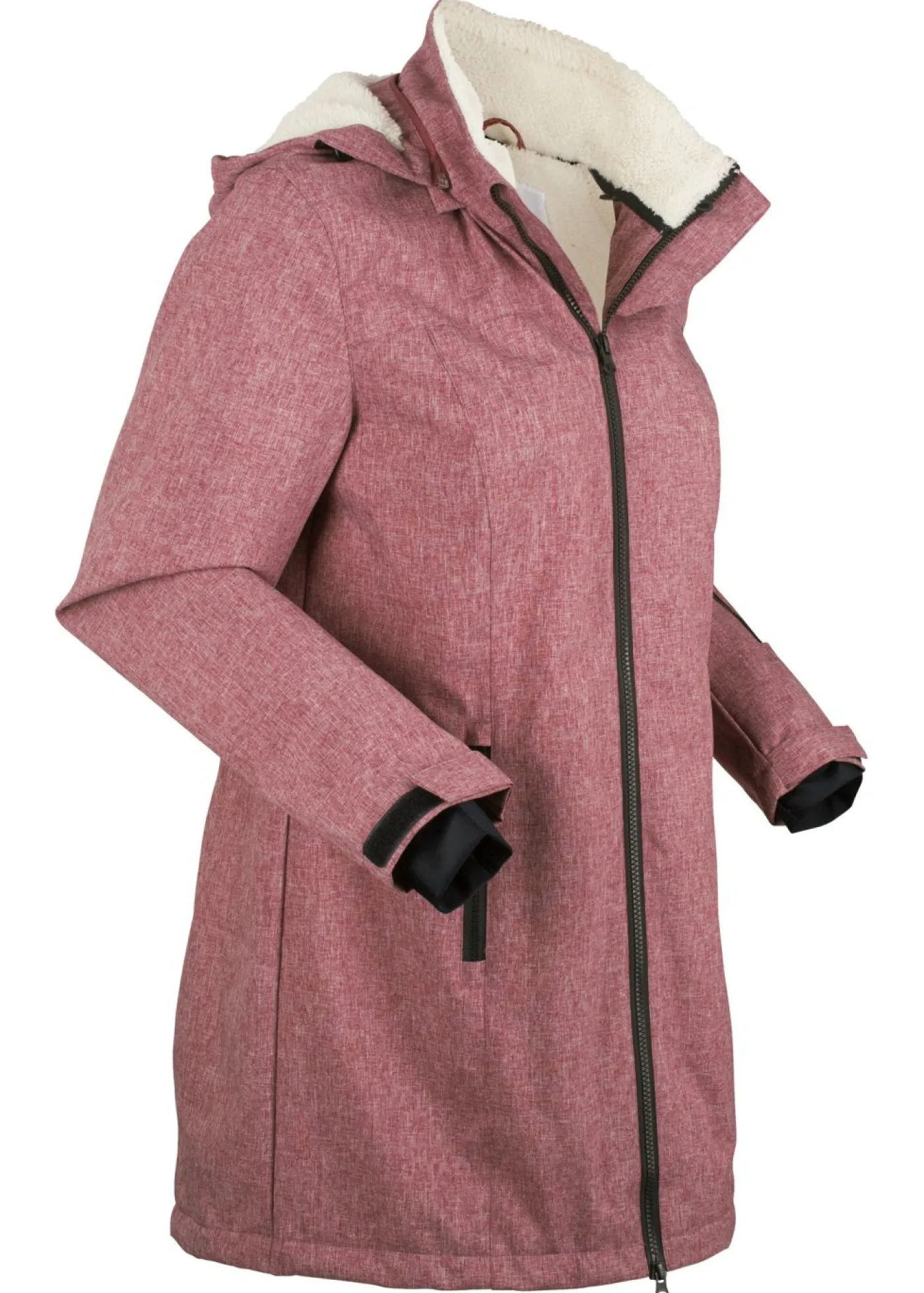 bonprix bonprix Chaquetas Y Abrigos>Chaqueta larga funcional impermeable para exteriores con forro polar Burdeos moteado