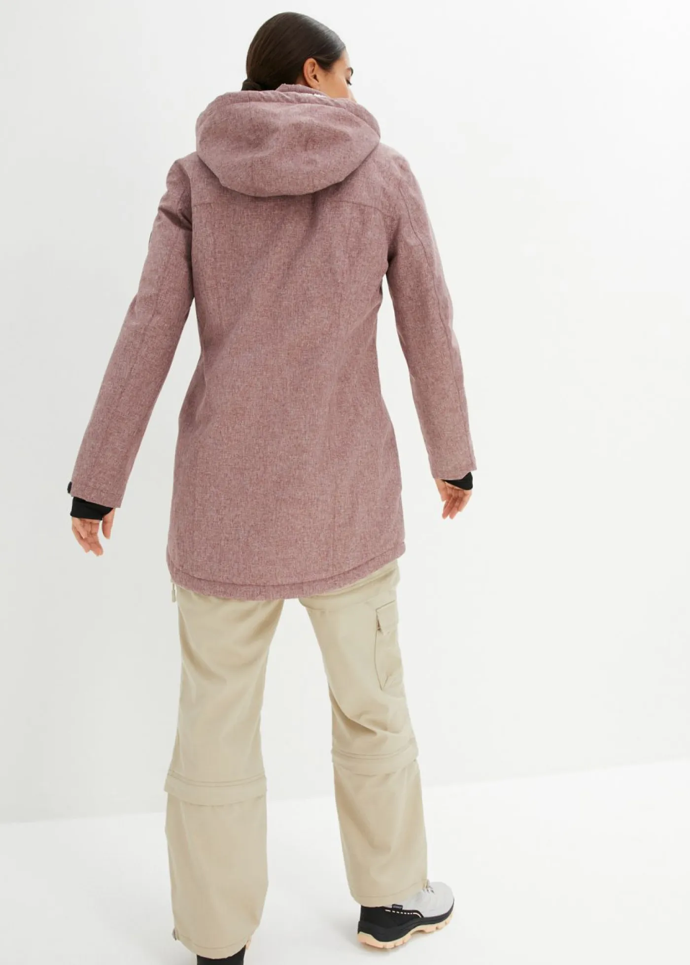 bonprix bonprix Chaquetas Y Abrigos>Chaqueta larga funcional impermeable para exteriores con forro polar Burdeos moteado