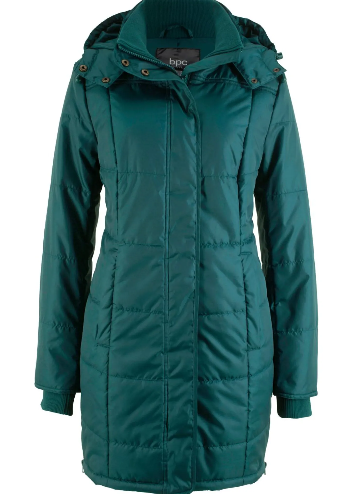 bonprix bonprix Chaquetas Y Abrigos>Chaqueta larga guateada con cuello y capucha Verde petróleo