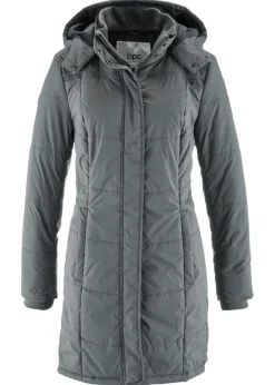 bonprix bonprix Chaquetas Y Abrigos>Chaqueta larga guateada con cuello y capucha Gris humo