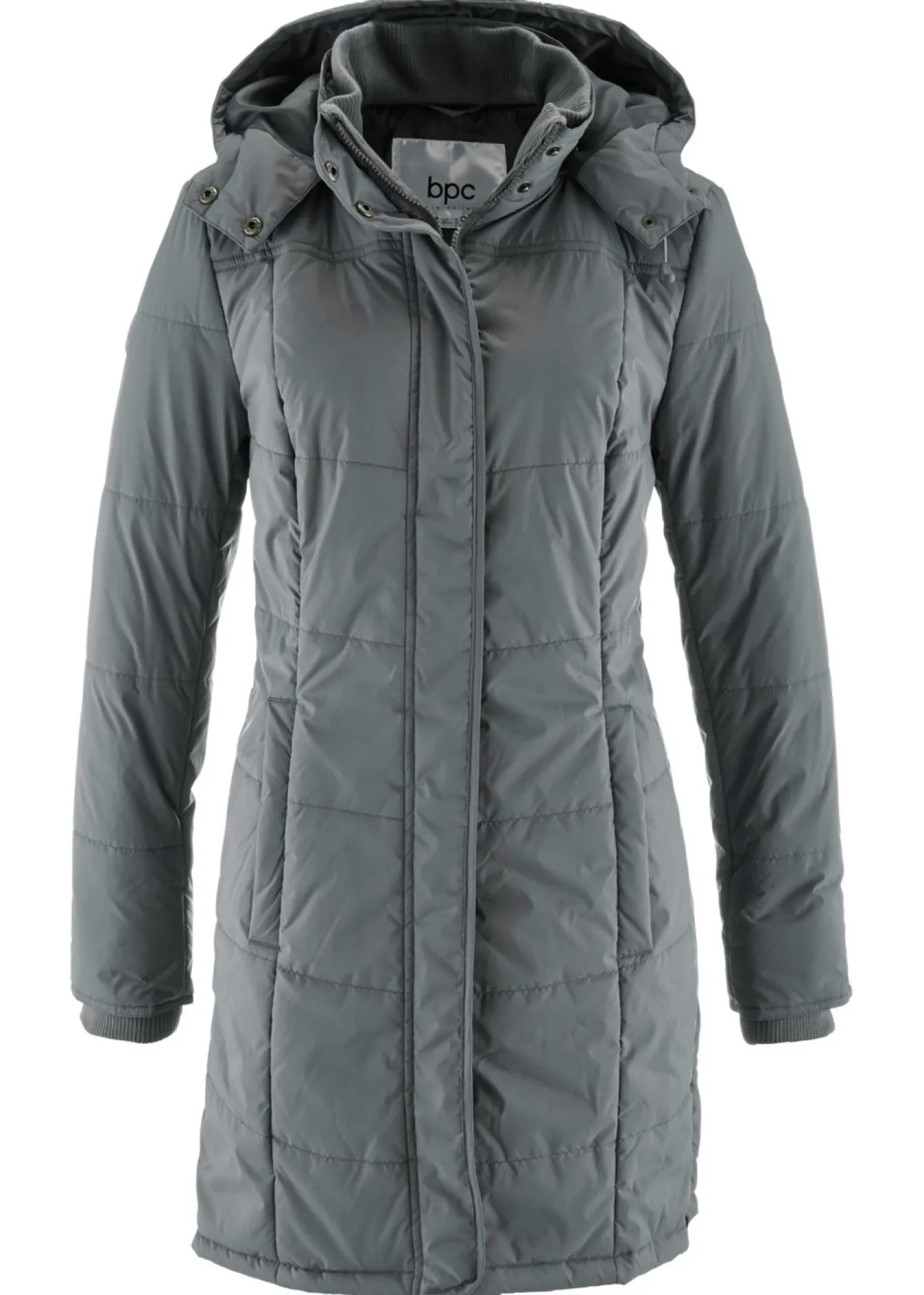 bonprix bonprix Chaquetas Y Abrigos>Chaqueta larga guateada con cuello y capucha Gris humo