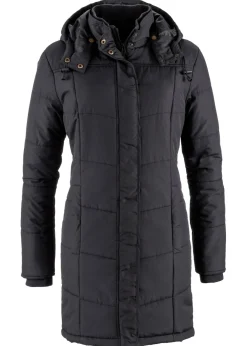 Mujer bonprix bonprix Chaqueta larga guateada con cuello y capucha