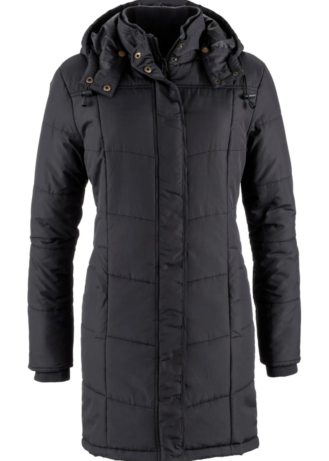 Mujer bonprix bonprix Chaqueta larga guateada con cuello y capucha