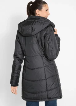 Mujer bonprix bonprix Chaqueta larga guateada con cuello y capucha