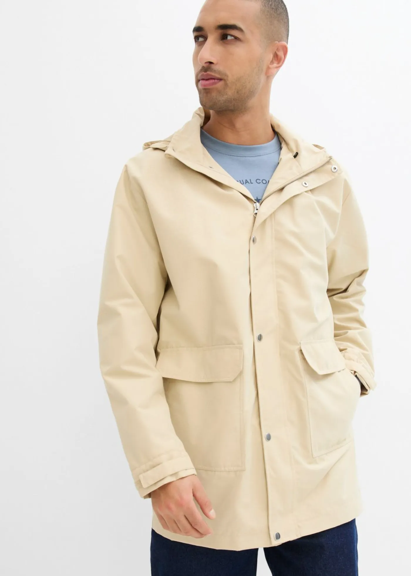 bonprix bonprix Chaquetas Y Abrigos·Chaquetas>Chaqueta larga, loose fit Beige verdoso