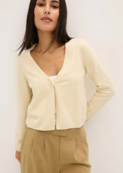 bonprix bonprix Jerséis|Ropa De Punto>Chaqueta lisa de punto fino Arena claro