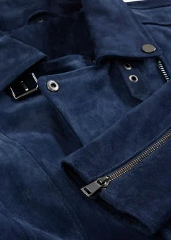 bonprix bonprix Premium|Chaquetas Y Abrigos>Chaqueta motera de ante Azul marino