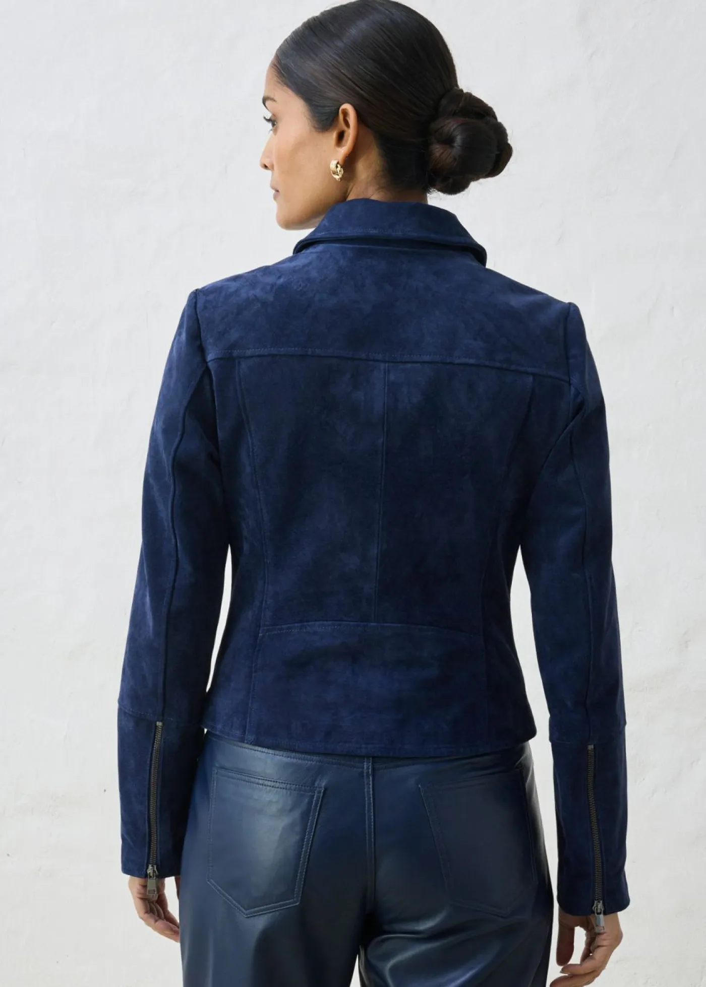 bonprix bonprix Premium|Chaquetas Y Abrigos>Chaqueta motera de ante Azul marino