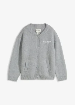 bonprix bonprix Jerséis|Ropa De Punto>Chaqueta oversize de punto Gris claro jaspeado-blanco