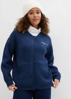 bonprix bonprix Jerséis|Ropa De Punto>Chaqueta oversize de punto Azul marino-blanco