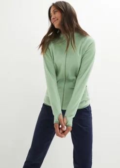 bonprix bonprix Ropa Térmica|Ropa Cómoda>Chaqueta polar con bolsillos con cremallera Verde pino