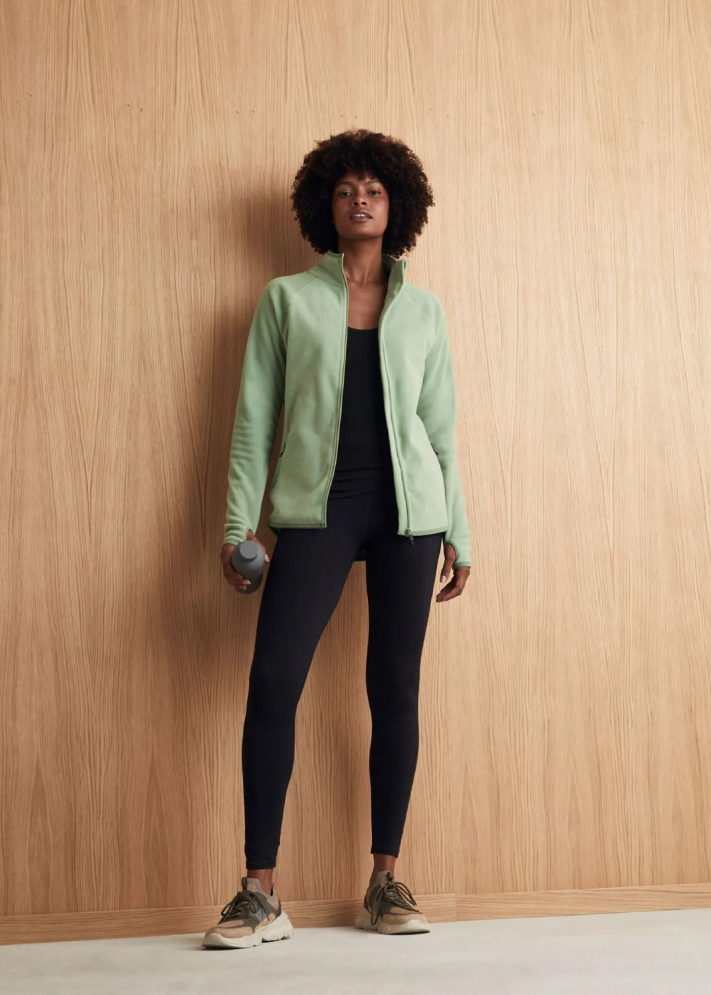 bonprix bonprix Ropa Térmica|Ropa Cómoda>Chaqueta polar con bolsillos con cremallera Verde pino