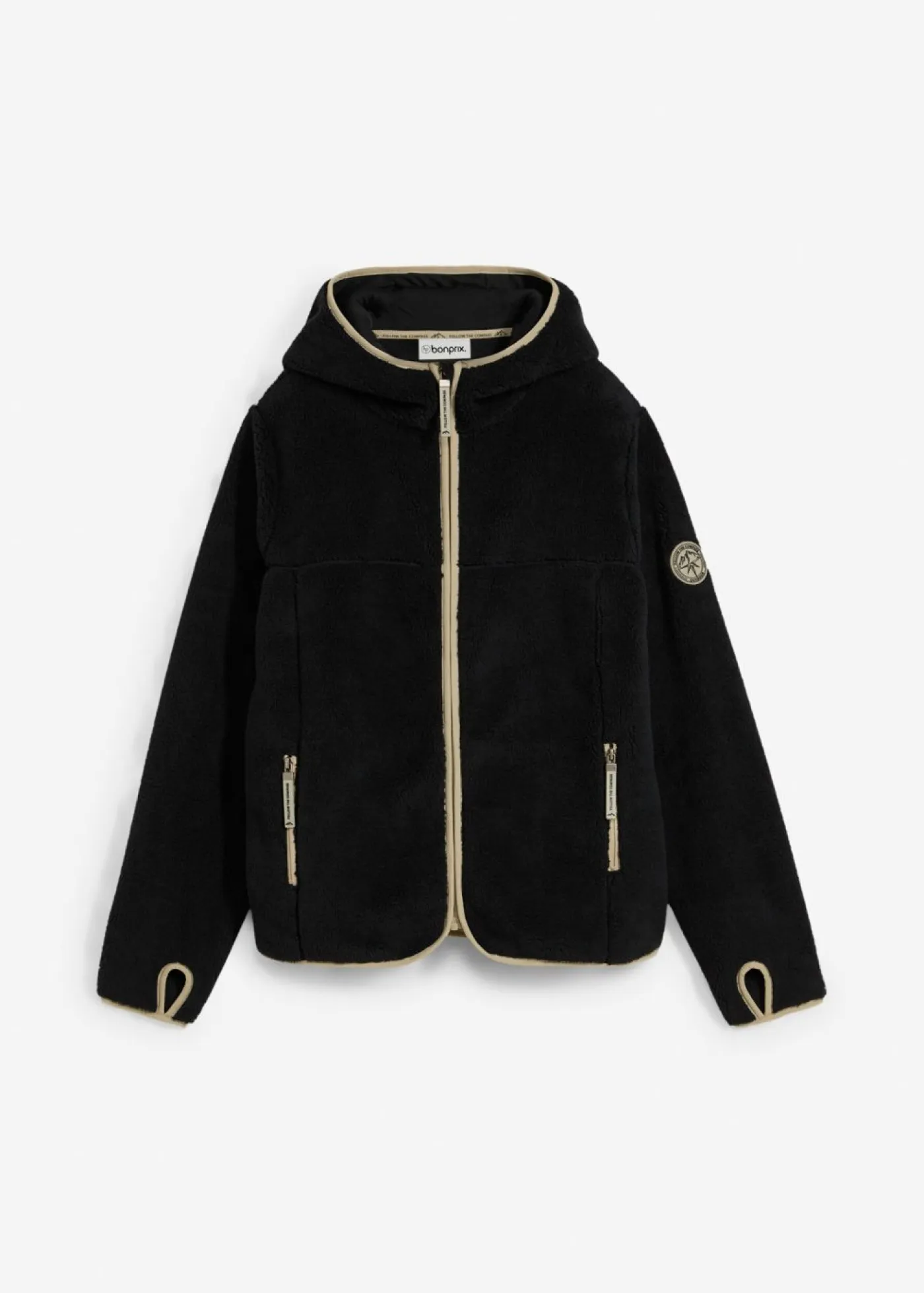 bonprix bonprix Ropa Cómoda|Chaquetas Y Abrigos>Chaqueta polar con capucha Negro