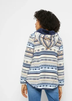 Mujer bonprix bonprix Chaqueta polar con capucha y estampado noruego