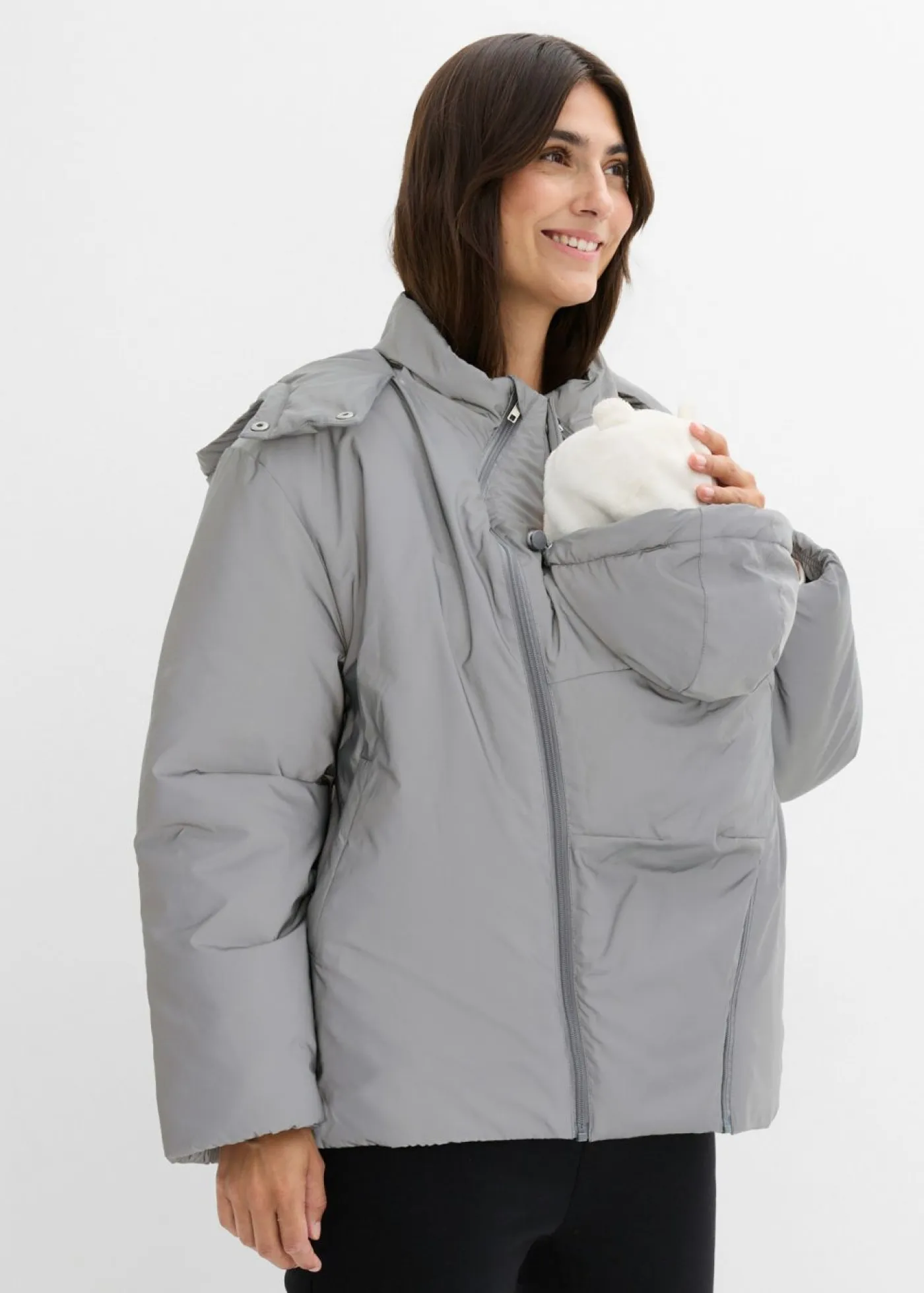 bonprix bonprix Premamá>Chaqueta premamá reflectante 3 en 1 con inserto para porteo y para el embarazo Gris