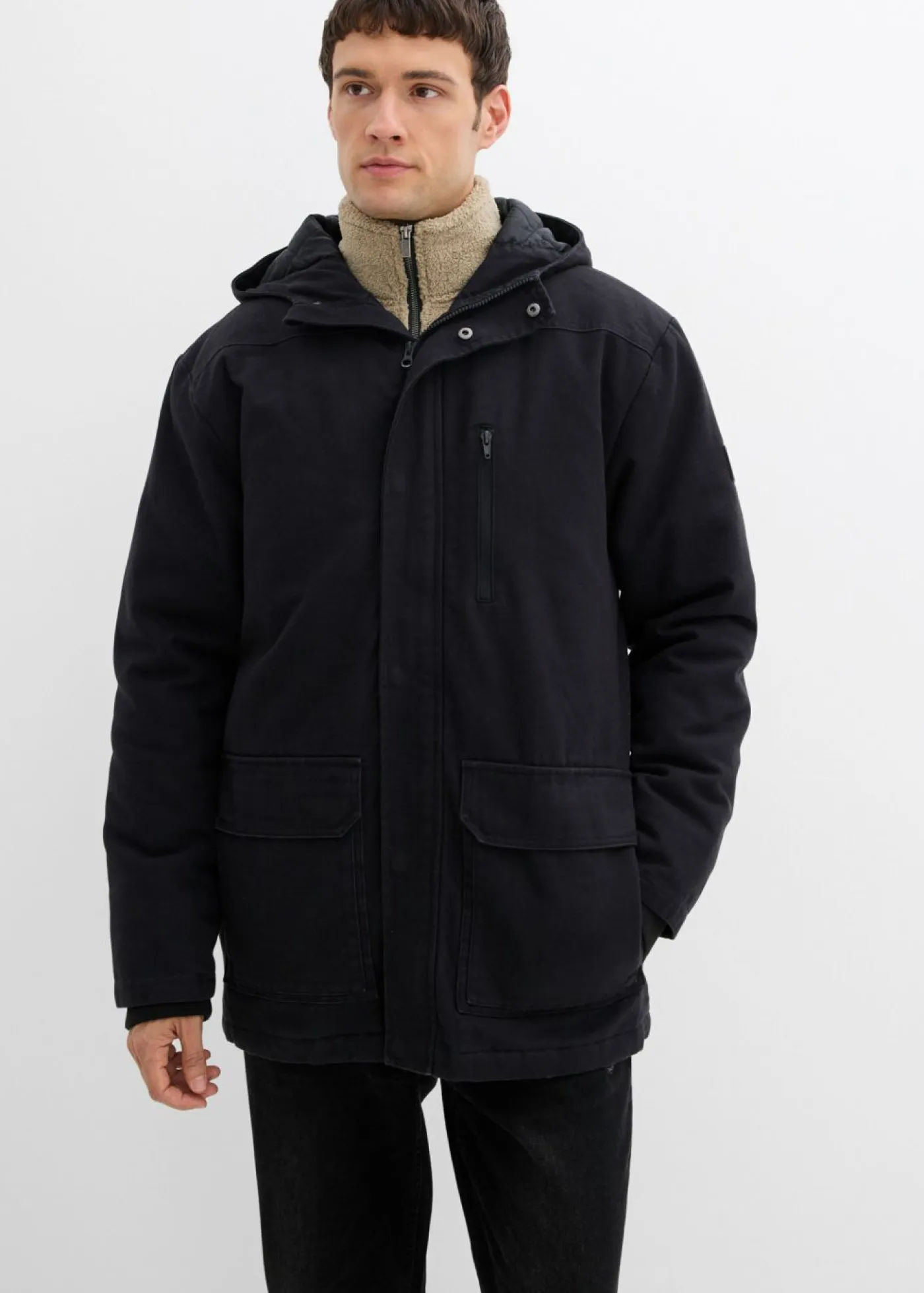 bonprix bonprix Chaquetas Y Abrigos·Chaquetas>Chaqueta resistente de invierno de lona Negro