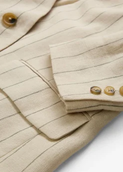 bonprix bonprix Premium|Blazers>Chaqueta sin cuello de lino puro arena claro con rayas