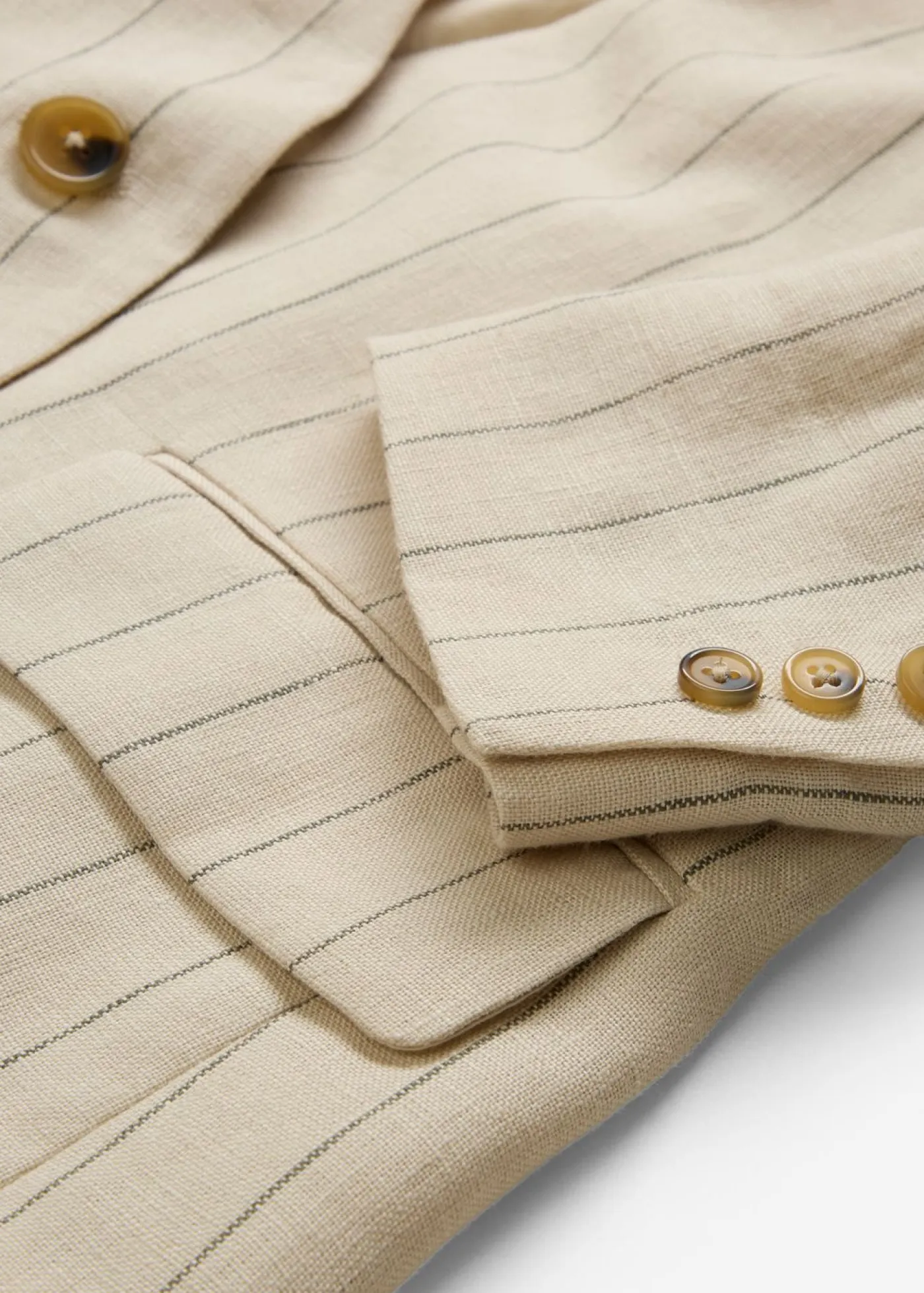 bonprix bonprix Premium|Blazers>Chaqueta sin cuello de lino puro arena claro con rayas