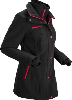 Mujer bonprix bonprix Chaqueta softshell elástica con diseño largo y tejido repelente al agua