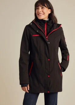 Mujer bonprix bonprix Chaqueta softshell elástica con diseño largo y tejido repelente al agua