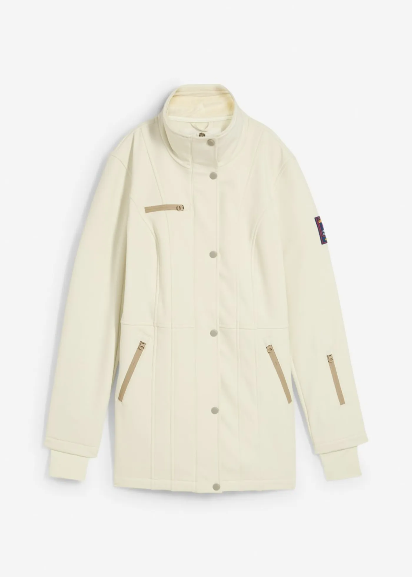 bonprix bonprix Chaquetas Y Abrigos>Chaqueta softshell elástica con diseño largo y tejido repelente al agua Beige