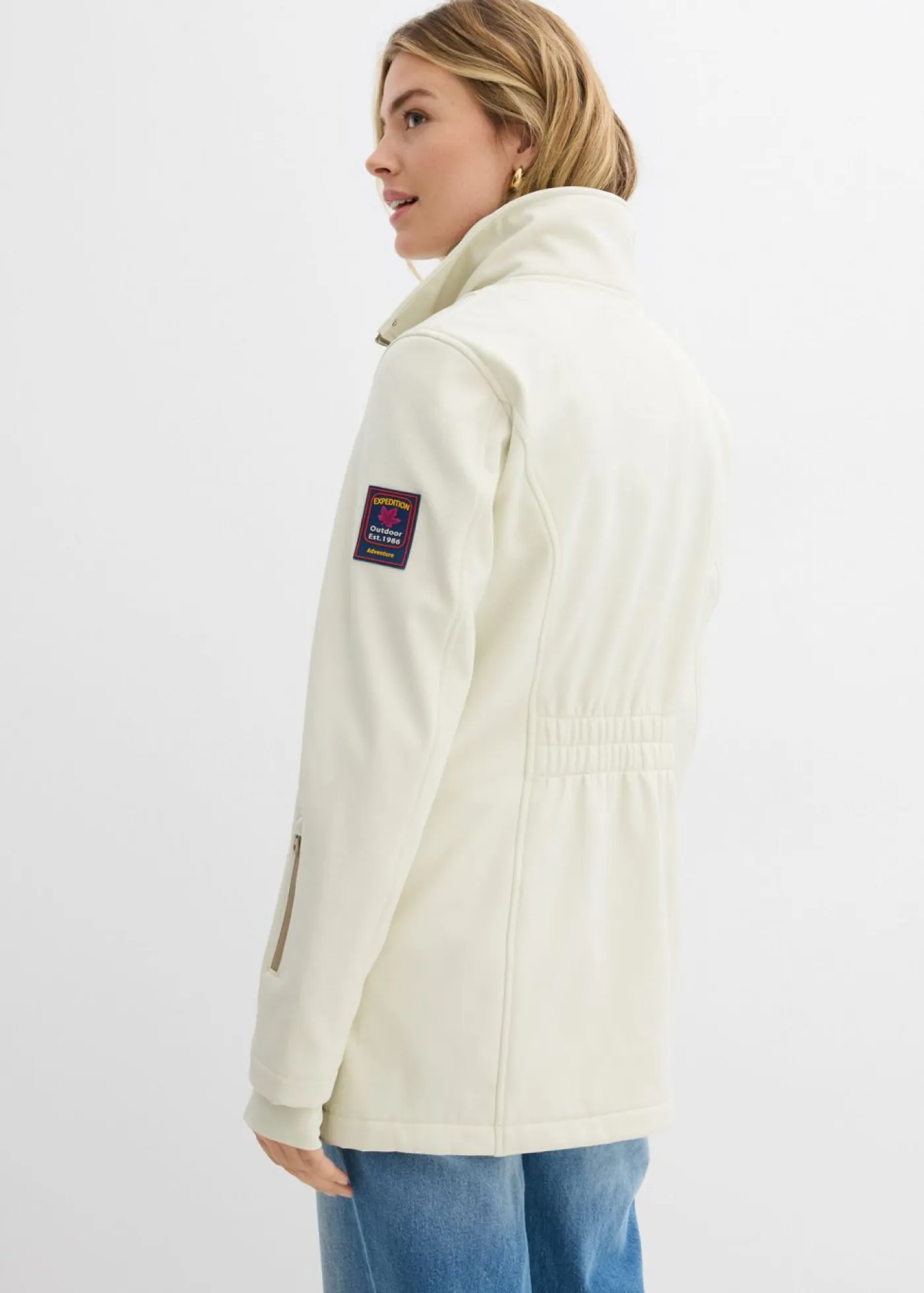 bonprix bonprix Chaquetas Y Abrigos>Chaqueta softshell elástica con diseño largo y tejido repelente al agua Beige