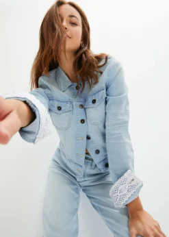 Mujer bonprix bonprix Chaqueta vaquera con inserto de encaje