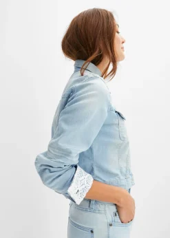 Mujer bonprix bonprix Chaqueta vaquera con inserto de encaje