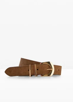 bonprix bonprix Complementos Temáticos·Complementos De Piel|Cinturones>Cinturón de cuero con hebilla metálica brillante marrón