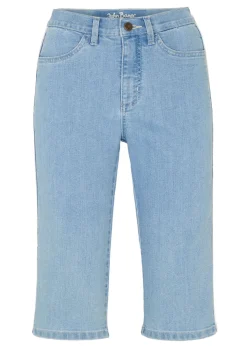 bonprix bonprix Shorts|Vaqueros>Cómodas bermudas vaqueras con elástico azul hielo denim usado