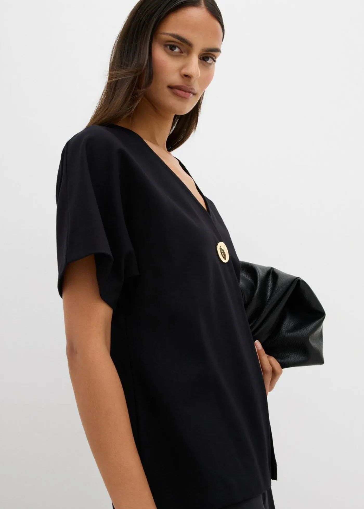 bonprix bonprix Esenciales|Ropa Cómoda>Cómodo chaleco de tejido Punto di Roma con botones decorativos Negro