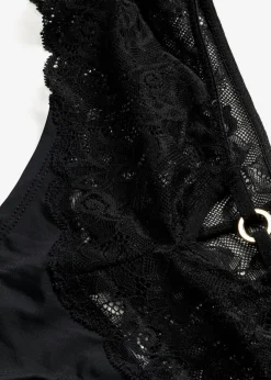 bonprix bonprix Lencería|Bragas>Cómodo tanga con encaje de flores Negro